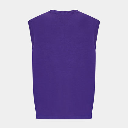 Purple Fine Merino V-Neck Vest Image 2