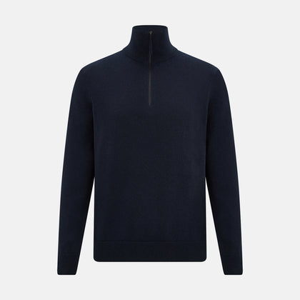Midnight Blue Half-Zip Cashmere Jumper