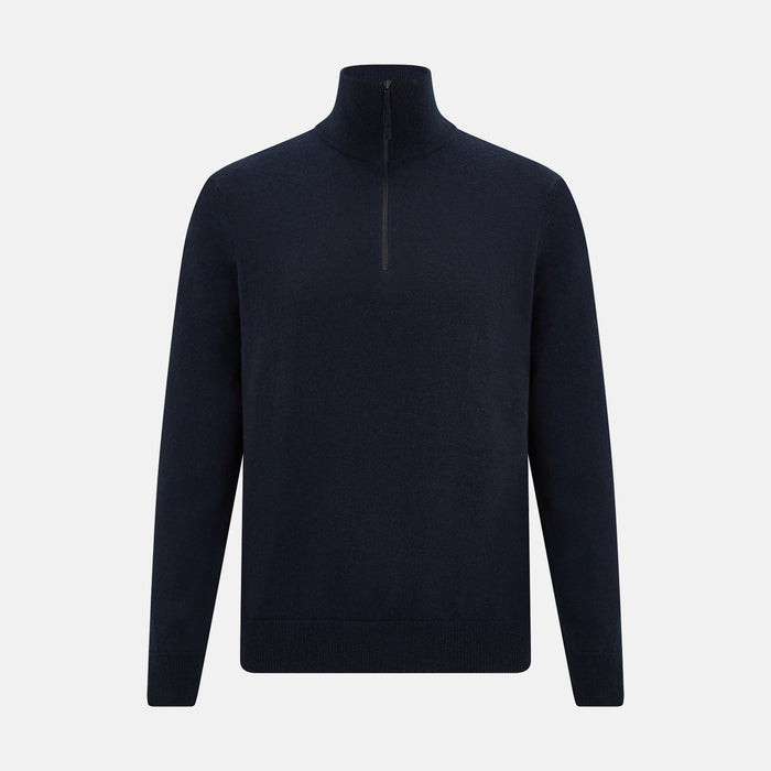 Midnight Blue Half-Zip Cashmere Jumper