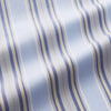 View 2 of product The Pale Blue and Yellow Multi Stripe Cotton Sussex Nightshirt by Turnbull & Asser features long sleeves, a knee-length cut, a collar, button-down front, chest pocket, and rounded hem.