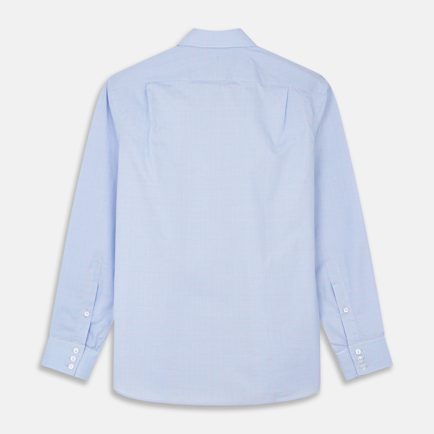 View 5 of product Turnbull & Asser Blue and Pink Prince of Wales Check Belgravia Shirt with a classic collar, button-down front, and buttoned cuffs—perfect as a formal shirt for any occasion.