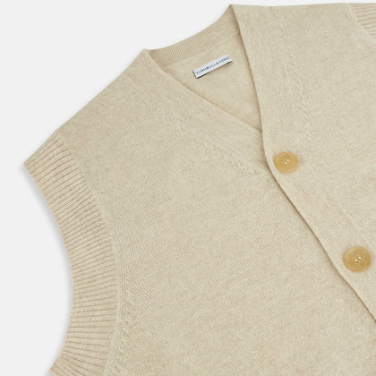 Ivory Cashmere Sleeveless Cardigan Image 1