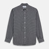 View 1 of product The Turnbull & Asser Black Multi Check Cotton Blend Weekend Fit Hayne Shirt features a Dorset button-down collar and white buttons, with a black and white plaid pattern, shown laid flat on a white background.