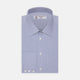 The Turnbull & Asser Blue Hairline Stripe Shirt features a T&A collar, 3-button cuffs, and subtle stripes, displayed neatly folded against a plain white background.