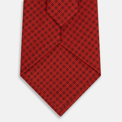 Red Lattice-Patterned Silk Tie Image 2