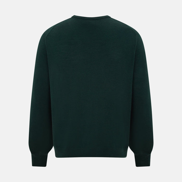 Petrol Green Merino V-Neck Jumper Image 2