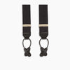 View 3 of product Turnbull & Asser Black Herringbone Adjustable Silk Braces feature leather button loops and silver adjusters—ideal for refined sartorial style. Displayed on a white background.