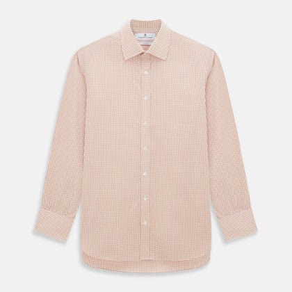 Orange Micro Shadow Check Mayfair Shirt