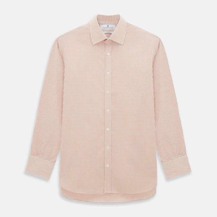Orange Micro Shadow Check Mayfair Shirt