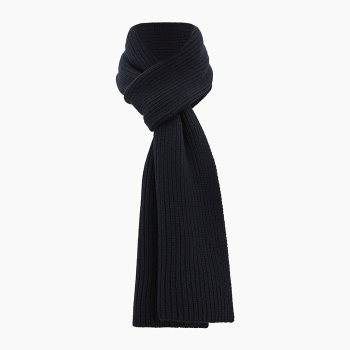 Navy Rib-Knit Cashmere Scarf Image 3
