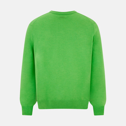 Lime Green Fine Merino V-Neck Jumper Image 2