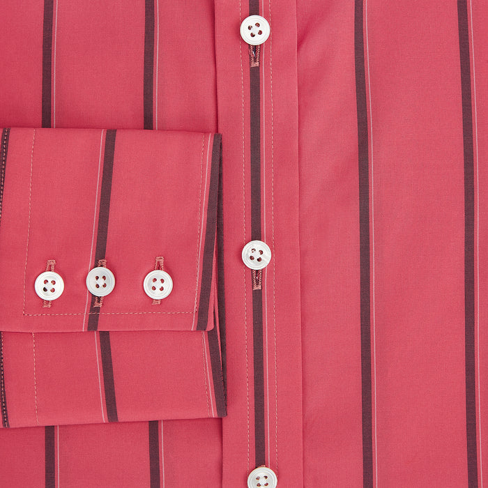 Coral Red Track Stripe Mayfair Shirt Image 3