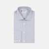View 1 of product The Turnbull & Asser Slim Fit Blue Checked Shirt features long sleeves, contrasting white buttons, a regent collar, and distinct blue check pattern detailing on the cuff.
