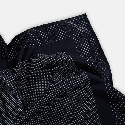 Navy and Grey Dot Silk Pocket Square Image 1