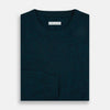 View 4 of product The Turnbull & Asser Dark Green Melange Cashmere Round Neck Jumper features long sleeves with ribbed cuffs and a ribbed hem, shown against a plain white background.