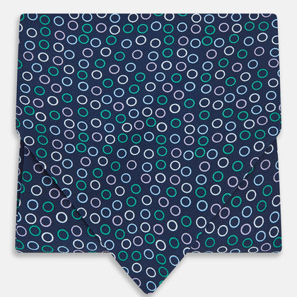 Multicoloured Dark Navy Circle Silk Cravat