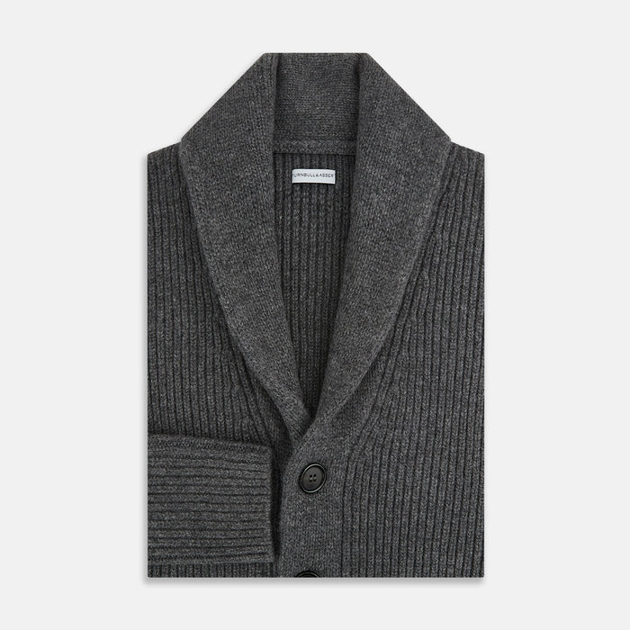 Shadow Grey Cashmere Shawl Collar Cardigan Image 3