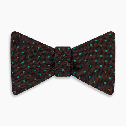 Blue and Brown Micro Dot Silk Bow Tie Image 3