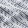 View 4 of product The Turnbull & Asser Green Multi Stripe Regular Fit Shirt features a T&A collar, 3 button cuffs, long sleeves, and vertical blue, green, and white stripes. Laid flat on a white background.