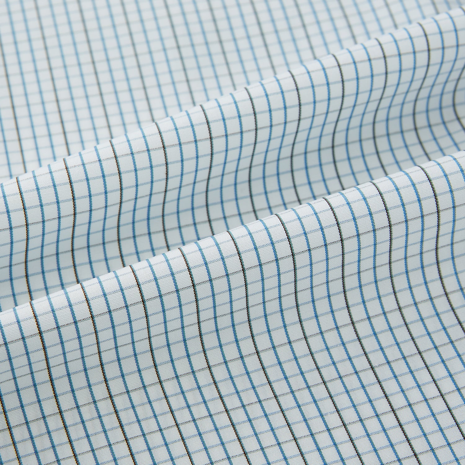 View 8 of product The Pale Blue and Navy Grid Check Westminster Shirt by Turnbull & Asser features a button-down front and pointed collar, highlighting fine British craftsmanship, displayed on a white background.