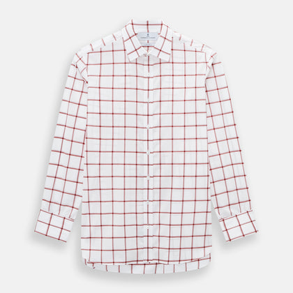 Dark Red Grid Check Mayfair Shirt