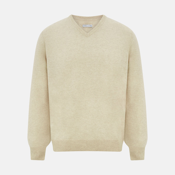 Ivory Cashmere V-Neck Jumper