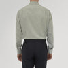 View 3 of product The Turnbull & Asser Grey Cashmere Blend Shirt features a T&A collar, 3-button cuffs, and a front pocket, shown neatly folded with white buttons against a plain white background.