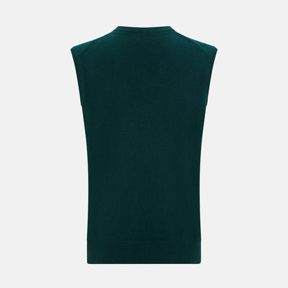 Moss Green Cashmere V-Neck Vest Image 2