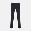View 1 of product A pair of Turnbull & Asser 5 Pocket Boston Trousers, straight-leg with a dark wash, feature front and back pockets, a button closure, and belt loops, shown on a plain white background.