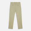 View 3 of product The Turnbull & Asser Beige Cotton Blend Manson Trousers feature a straight-leg cut, belt loops, side pockets, and a button closure, shown on a plain white background.