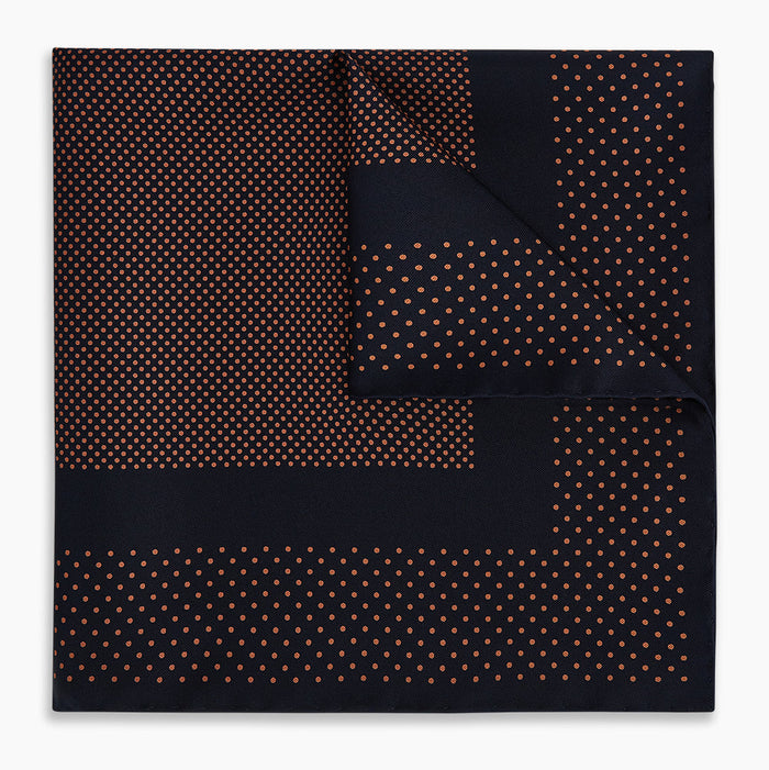 Navy and Blush Dot Silk Pocket Square Image 4