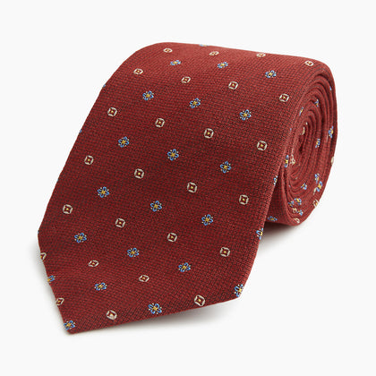 Red Motif Silk Tie Image 4