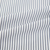 View 6 of product The Turnbull & Asser Grey Multi Stripe Mayfair Shirt features long sleeves, a classic collar, and thin vertical stripes in black and white, shown laid flat on a white background.