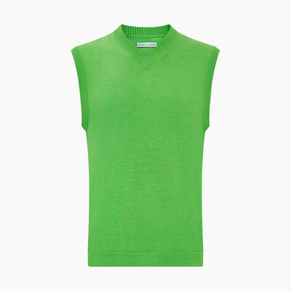 Lime Green Fine Merino V-Neck Vest Image 3