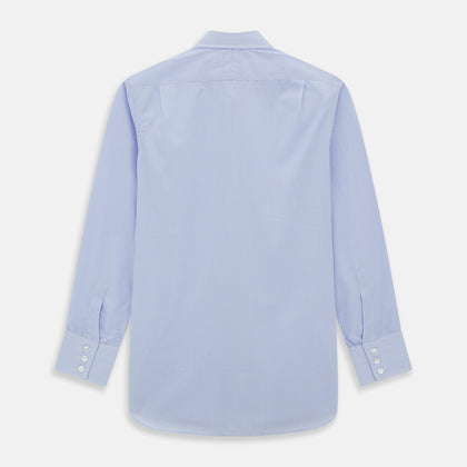 Blue and White Fine Bengal Stripe Sea Island Quality Cotton Shirt with T&amp;A Collar and 3-Button Cuffs Image 4