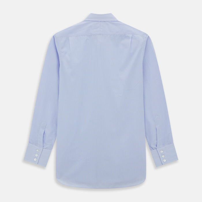 Blue and White Fine Bengal Stripe Sea Island Quality Cotton Shirt with T&amp;A Collar and 3-Button Cuffs Image 4