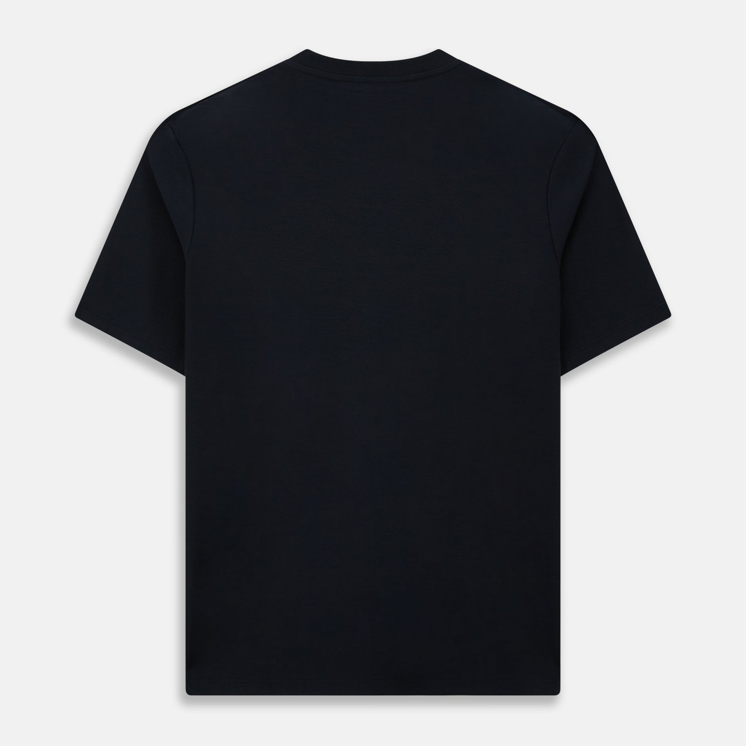 View 3 of product A versatile, high-quality navy short-sleeve t-shirt by Turnbull & Asser, featuring a classic crew neckline, laid flat on a white background.