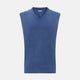 The Turnbull & Asser Blue V-Neck Sleeveless Cashmere Vest features a ribbed hem and is shown against a plain white background.