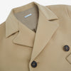 View 2 of product The Camel Wellington Double-Breasted Caban Coat by Turnbull & Asser features wide lapels, dark buttons, front flap and chest pockets, plus buttoned cuffs—perfect for elevating your formal wear collection.