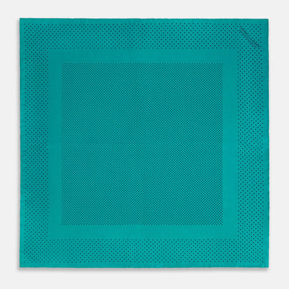 Petrol Green Dot Silk Pocket Square Image 3