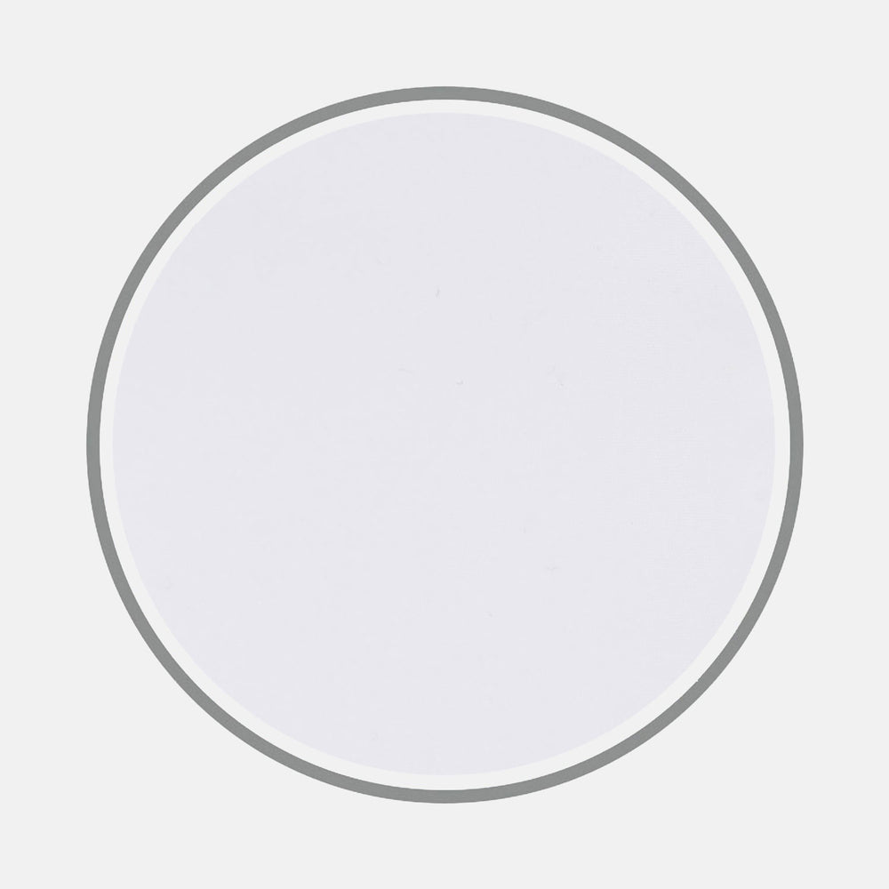 A plain white circle with a thin gray outline on a light gray background, representing Turnbull & Asser’s White Sea Island Quality Cotton Fabric.