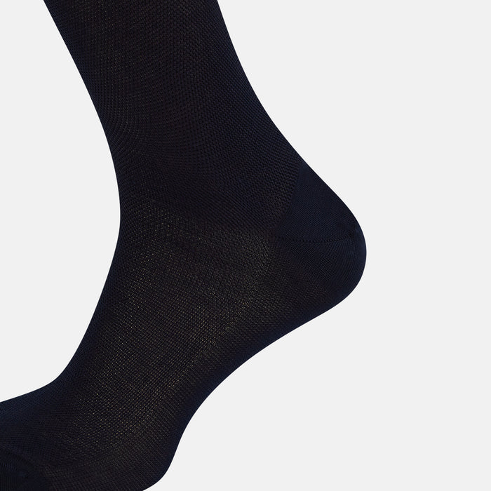 Midnight Navy Micro Knit Long Socks Image 3