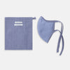 View 2 of product The Turnbull & Asser White & Navy Multi Check Commuter Mask comes with 3 Viroformula™ filters and two adjustable tie straps on each side, shown on a plain white background.