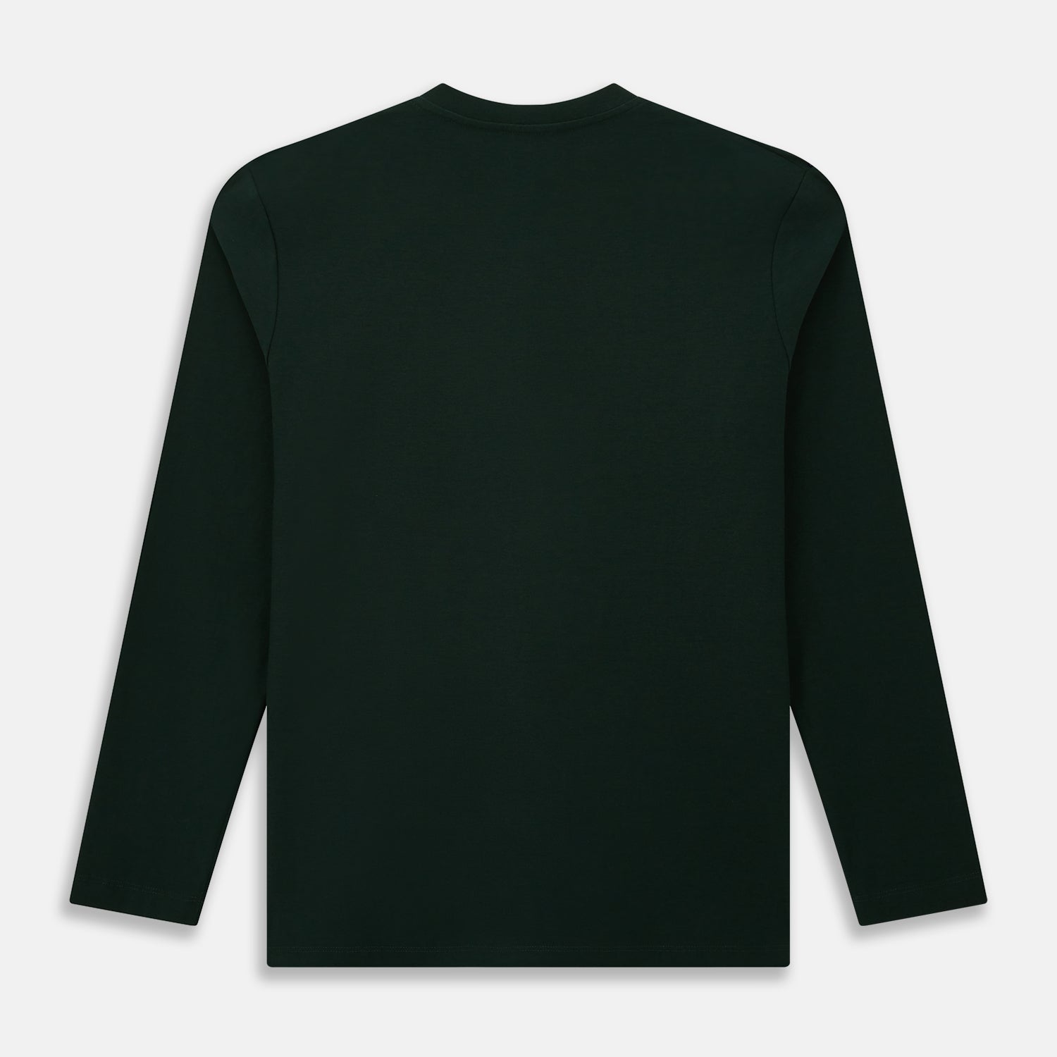 View 3 of product A forest green long-sleeve crewneck t-shirt by Turnbull & Asser is laid flat on a white background, showing the front side with no visible patterns or logos—a timeless, versatile staple.