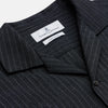 View 6 of product The Navy Tailored Pinstriped Shirt Jacket by Turnbull & Asser is a smart-casual, lightweight cotton-linen piece with long sleeves, a collar, left chest pocket, and front buttons for easy style.