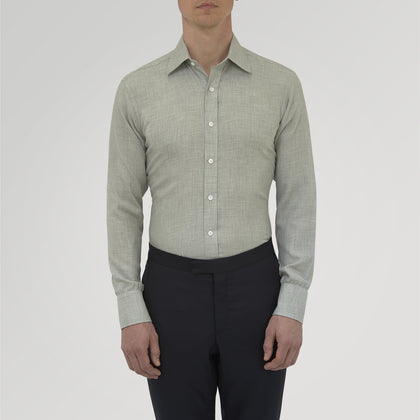Grey Cashmere Blend Shirt with T&A Collar and 3-Button Cuffs Image 1