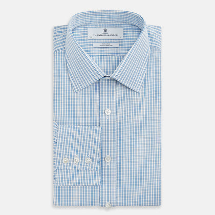 Sky Blue Micro Graph Check Mayfair Shirt Image 4