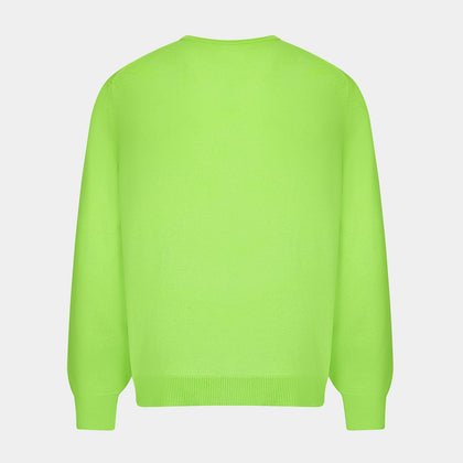 Bright Green Cashmere V-Neck Jumper Image 1