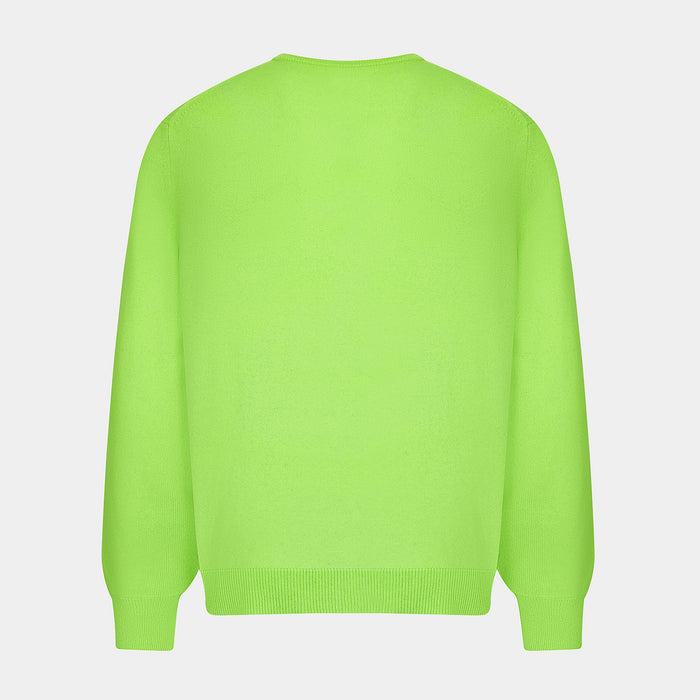 Bright Green Cashmere V-Neck Jumper Image 1