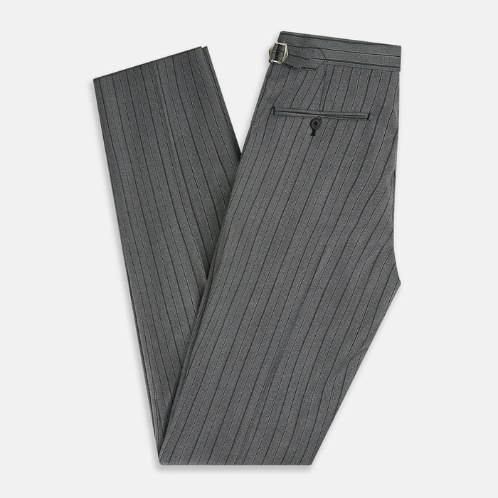 Grey Multi Pinstripe Morning Dress Trousers Image 5